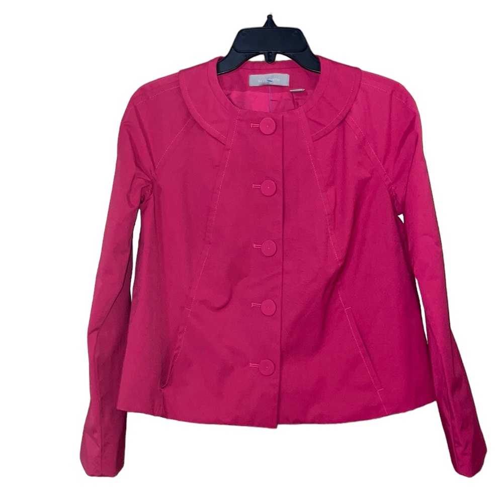 •LIZ CLAIBORNE•PINK ROUND NECK, CHUNKY FABRIC BUTTON BLAZER... PETITE MEDIUM EUC